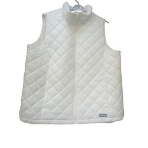 Lands’ End Women's White Puffy Puffer Zip sleeveless layering Vest Size 1X.